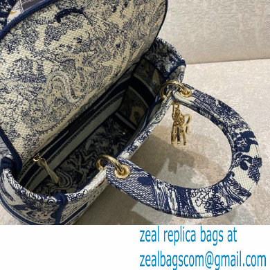 Dior Lady D-Lite Medium Bag in Toile de Jouy Embroidery Blue 2021