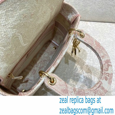 Dior Lady D-Lite Medium Bag in Toile de Jouy Embroidery Pink 2021