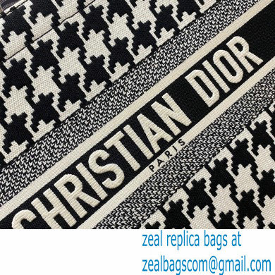 Dior Small Book Tote Bag in Houndstooth Embroidery Black 2021 - Click Image to Close