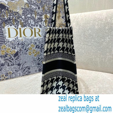 Dior Small Book Tote Bag in Houndstooth Embroidery Black 2021 - Click Image to Close