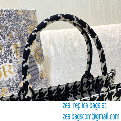 Dior Small Book Tote Bag in Houndstooth Embroidery Black 2021 - Click Image to Close