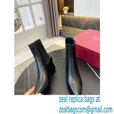 Ferragamo Heel 5.5cm Leather Chelsea Ankle Boots Black 2021