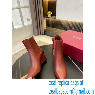 Ferragamo Heel 5.5cm Leather Chelsea Ankle Boots Dark Red 2021 - Click Image to Close