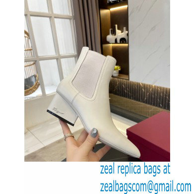 Ferragamo Heel 5.5cm Leather Chelsea Ankle Boots White 2021