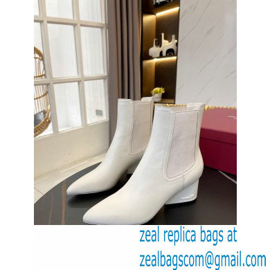 Ferragamo Heel 5.5cm Leather Chelsea Ankle Boots White 2021 - Click Image to Close