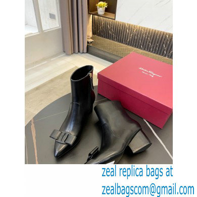 Ferragamo Heel 5.5cm Leather Viva Bootie Ankle Boots Black 2021 - Click Image to Close