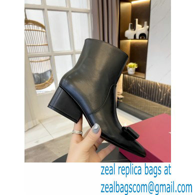 Ferragamo Heel 5.5cm Leather Viva Bootie Ankle Boots Black 2021