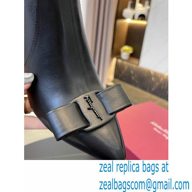 Ferragamo Heel 5.5cm Leather Viva Bootie Ankle Boots Black 2021