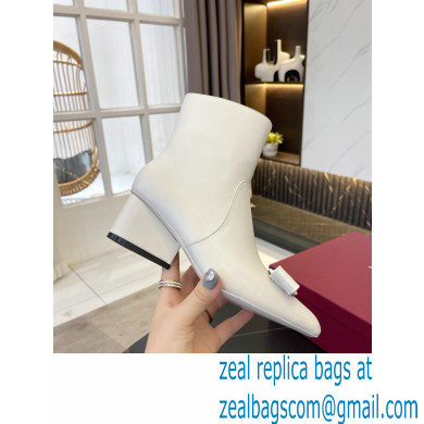 Ferragamo Heel 5.5cm Leather Viva Bootie Ankle Boots White 2021