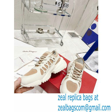 Ferragamo Leather/Fabric Sneakers Beige 2021 - Click Image to Close