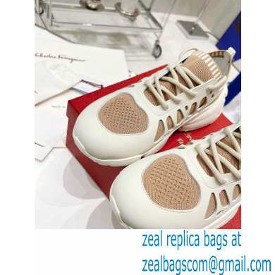 Ferragamo Leather/Fabric Sneakers Beige 2021 - Click Image to Close