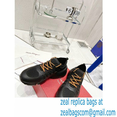 Ferragamo Leather/Fabric Sneakers Black 2021 - Click Image to Close