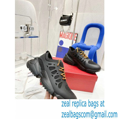 Ferragamo Leather/Fabric Sneakers Black 2021 - Click Image to Close