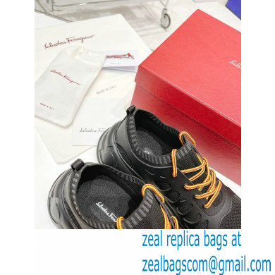 Ferragamo Leather/Fabric Sneakers Black 2021 - Click Image to Close