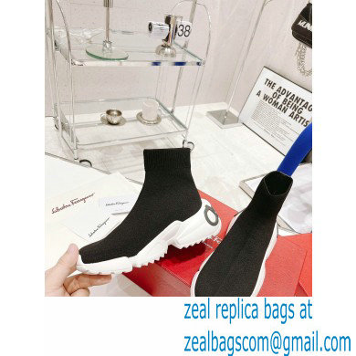 Ferragamo Maxi Gancini Sock Sneakers Black 2021