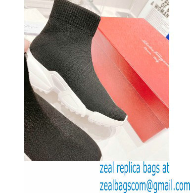 Ferragamo Maxi Gancini Sock Sneakers Black 2021 - Click Image to Close