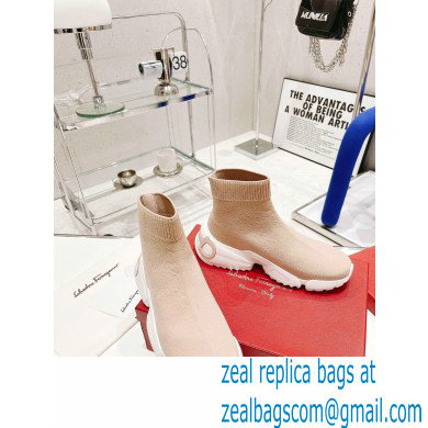 Ferragamo Maxi Gancini Sock Sneakers Nude 2021 - Click Image to Close