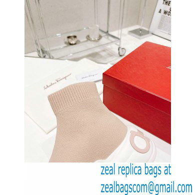 Ferragamo Maxi Gancini Sock Sneakers Nude 2021