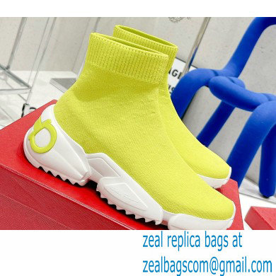 Ferragamo Maxi Gancini Sock Sneakers Yellow 2021