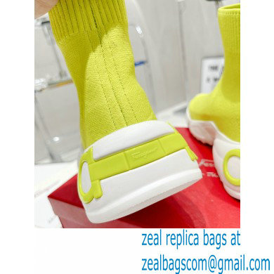 Ferragamo Maxi Gancini Sock Sneakers Yellow 2021 - Click Image to Close
