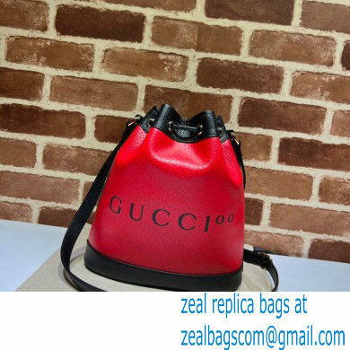 Gucci 100 Mini Bucket Bag 676682 Red Leather 2021 - Click Image to Close