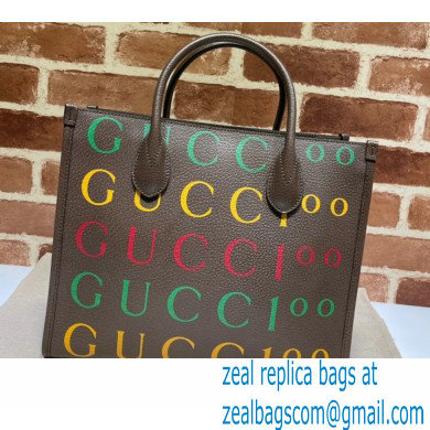 Gucci 100 Small Tote Bag 680956 Brown Leather 2021 - Click Image to Close