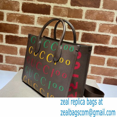 Gucci 100 Small Tote Bag 680956 Brown Leather 2021