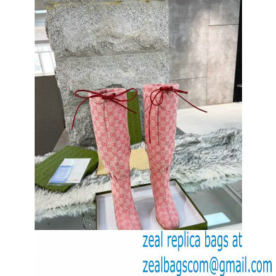 Gucci 8.5cm heel GG Canvas Mid-Heel Boots Pink
