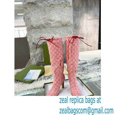 Gucci 8.5cm heel GG Canvas Mid-Heel Boots Pink