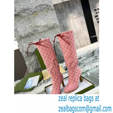Gucci 8.5cm heel GG Canvas Mid-Heel Boots Pink