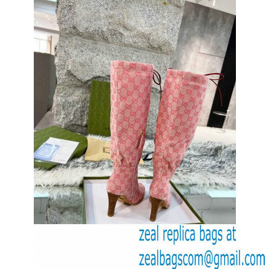 Gucci 8.5cm heel GG Canvas Mid-Heel Boots Pink