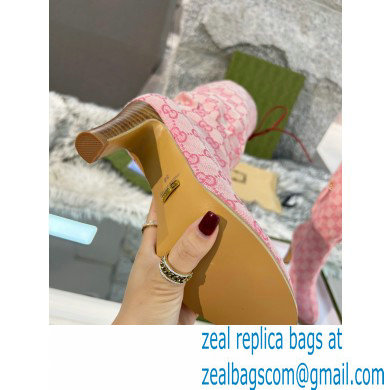 Gucci 8.5cm heel GG Canvas Mid-Heel Boots Pink