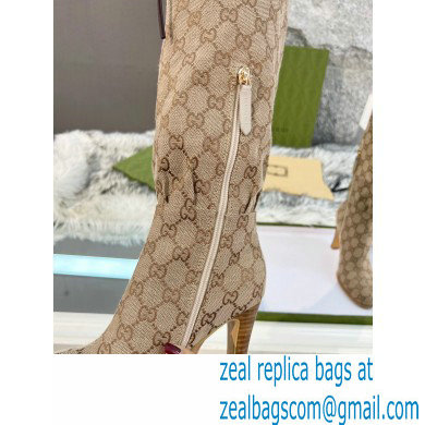 Gucci 8.5cm heel GG Canvas Mid-Heel Boots beige