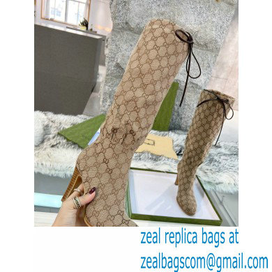 Gucci 8.5cm heel GG Canvas Mid-Heel Boots beige