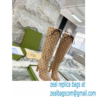 Gucci 8.5cm heel GG Canvas Mid-Heel Boots beige
