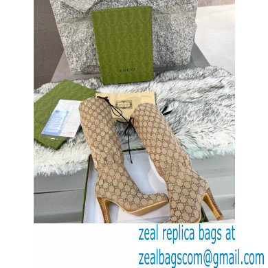Gucci 8.5cm heel GG Canvas Mid-Heel Boots beige