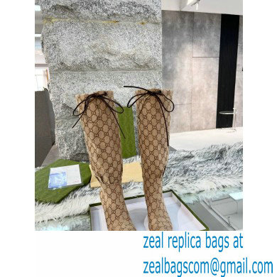 Gucci 8.5cm heel GG Canvas Mid-Heel Boots beige