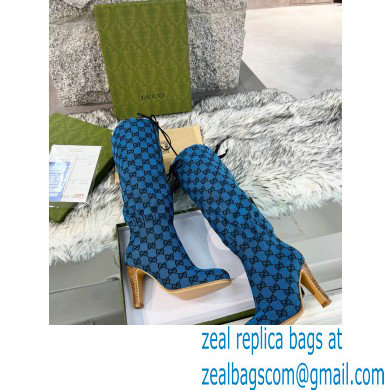 Gucci 8.5cm heel GG Canvas Mid-Heel Boots blue