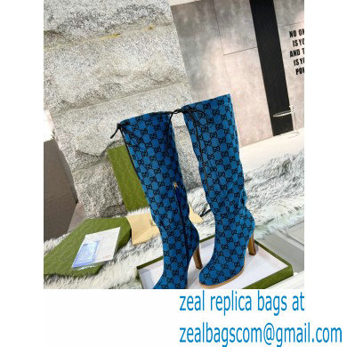 Gucci 8.5cm heel GG Canvas Mid-Heel Boots blue