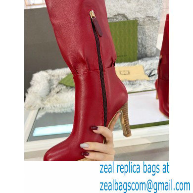 Gucci 8.5cm heel leather Boots red