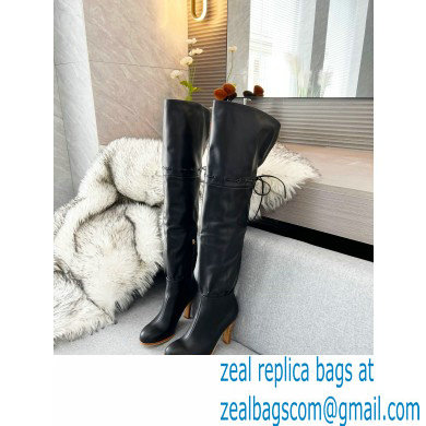 Gucci 8.5cm heel leather long Boots black