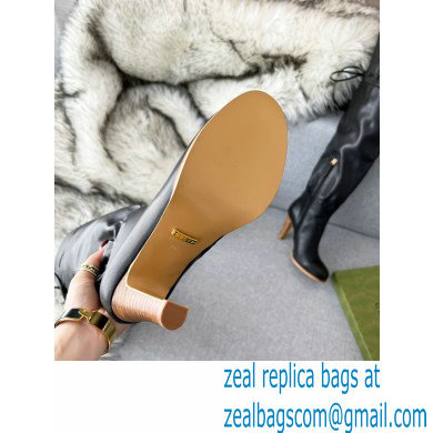 Gucci 8.5cm heel leather long Boots black