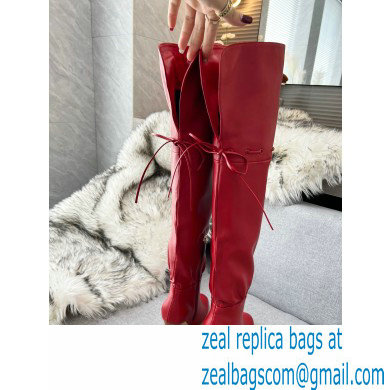 Gucci 8.5cm heel leather long Boots red
