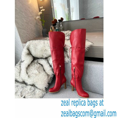 Gucci 8.5cm heel leather long Boots red