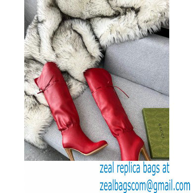 Gucci 8.5cm heel leather long Boots red