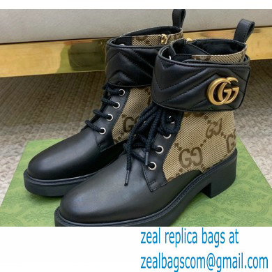 Gucci Ankle Boots Black/Beige with Double G 678984 2021 - Click Image to Close