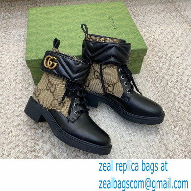 Gucci Ankle Boots Black/Beige with Double G 678984 2021
