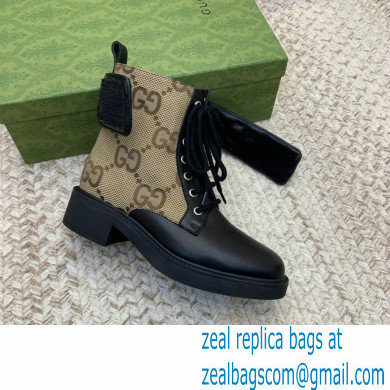 Gucci Ankle Boots Black/Beige with Double G 678984 2021