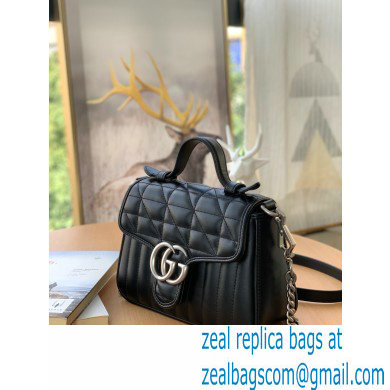 Gucci Aria Collection GG Marmont Mini Top Handle Bag 583571 Black 2021