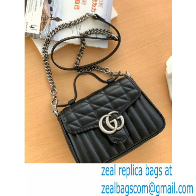 Gucci Aria Collection GG Marmont Mini Top Handle Bag 583571 Black 2021